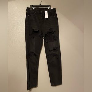 Black Ripped Mom Jeans